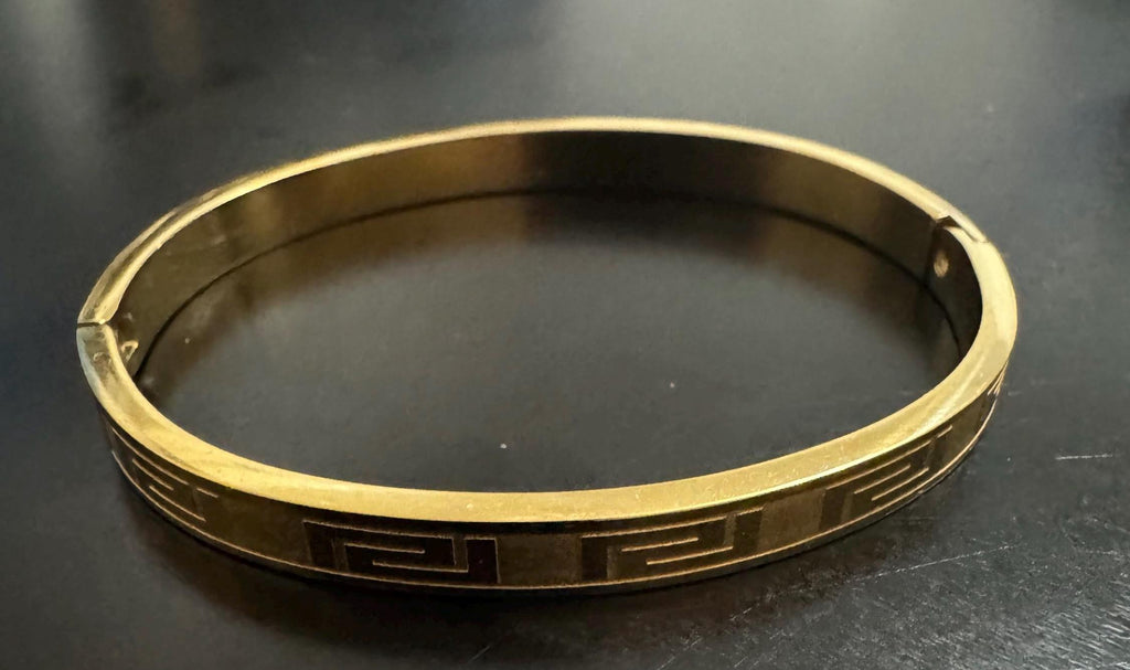 Gold-Plated Greek Key Bangle Bracelet
