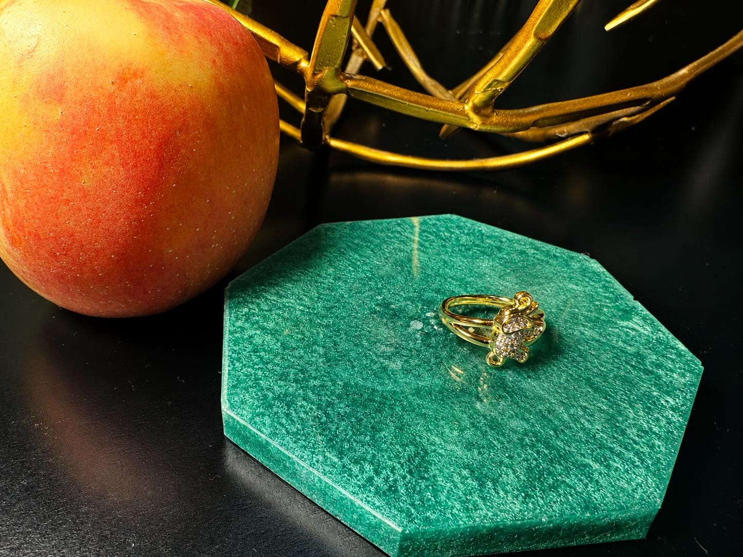 Gold Plated Crystal Elephant Ring