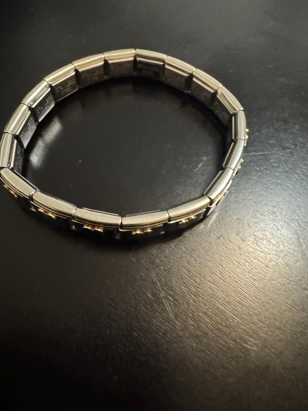 Silver & Gold Heart Link Bracelet - Stainless Steel Stretch Bracelet