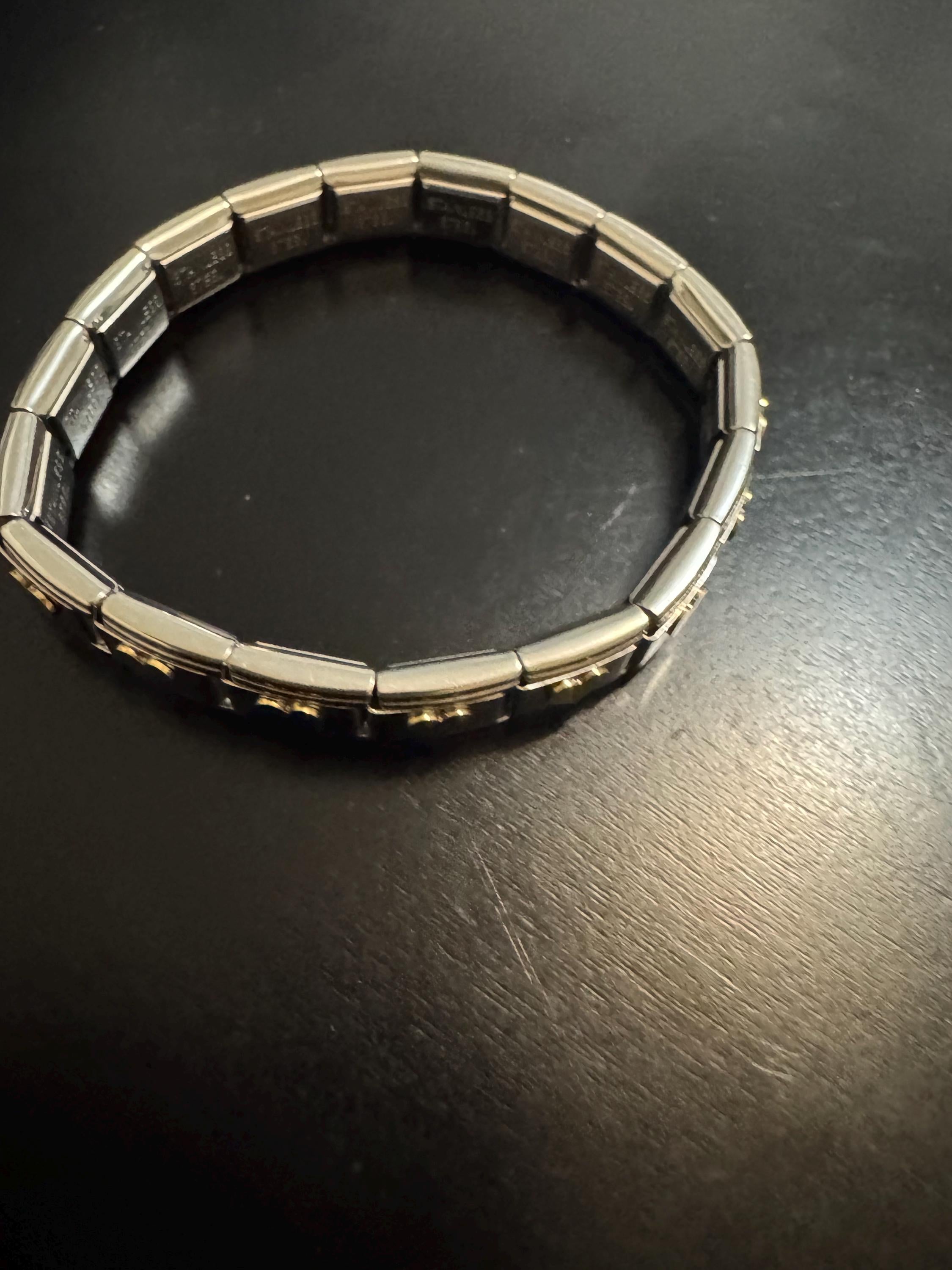 Silver & Gold Heart Link Bracelet - Stainless Steel Stretch Bracelet