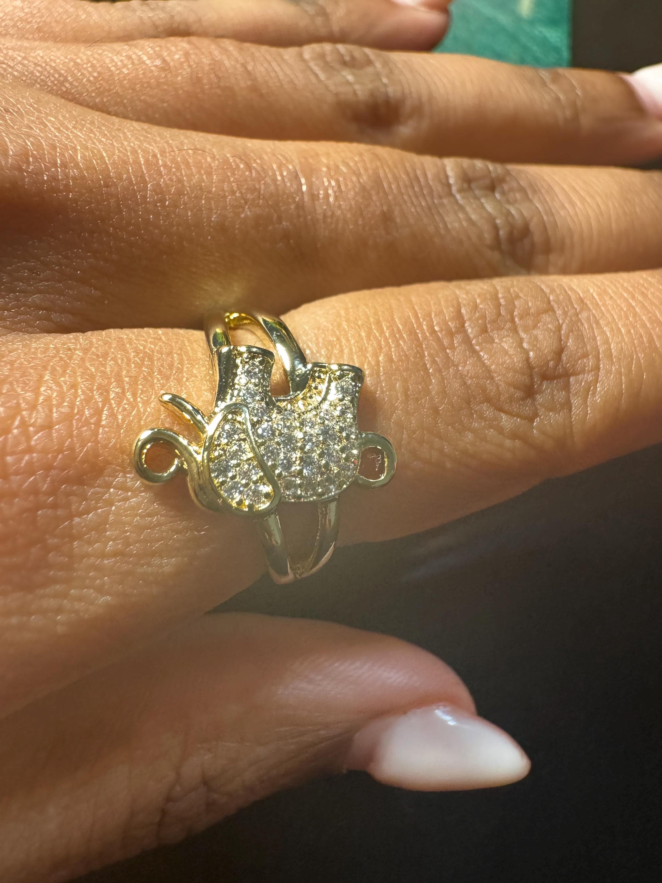 Gold Plated Crystal Elephant Ring