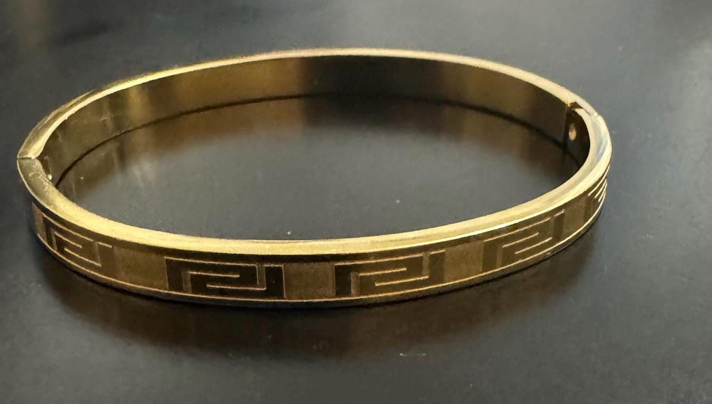 Gold-Plated Greek Key Bangle Bracelet
