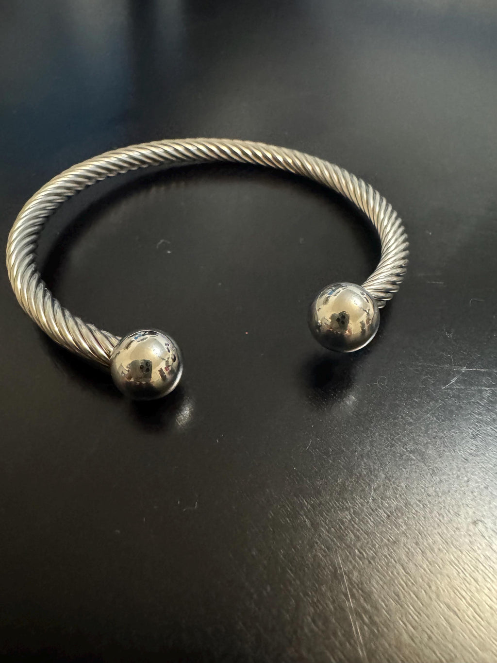 Silver Twisted Cuff Bracelet | Stainless Steel Rope Bangle
