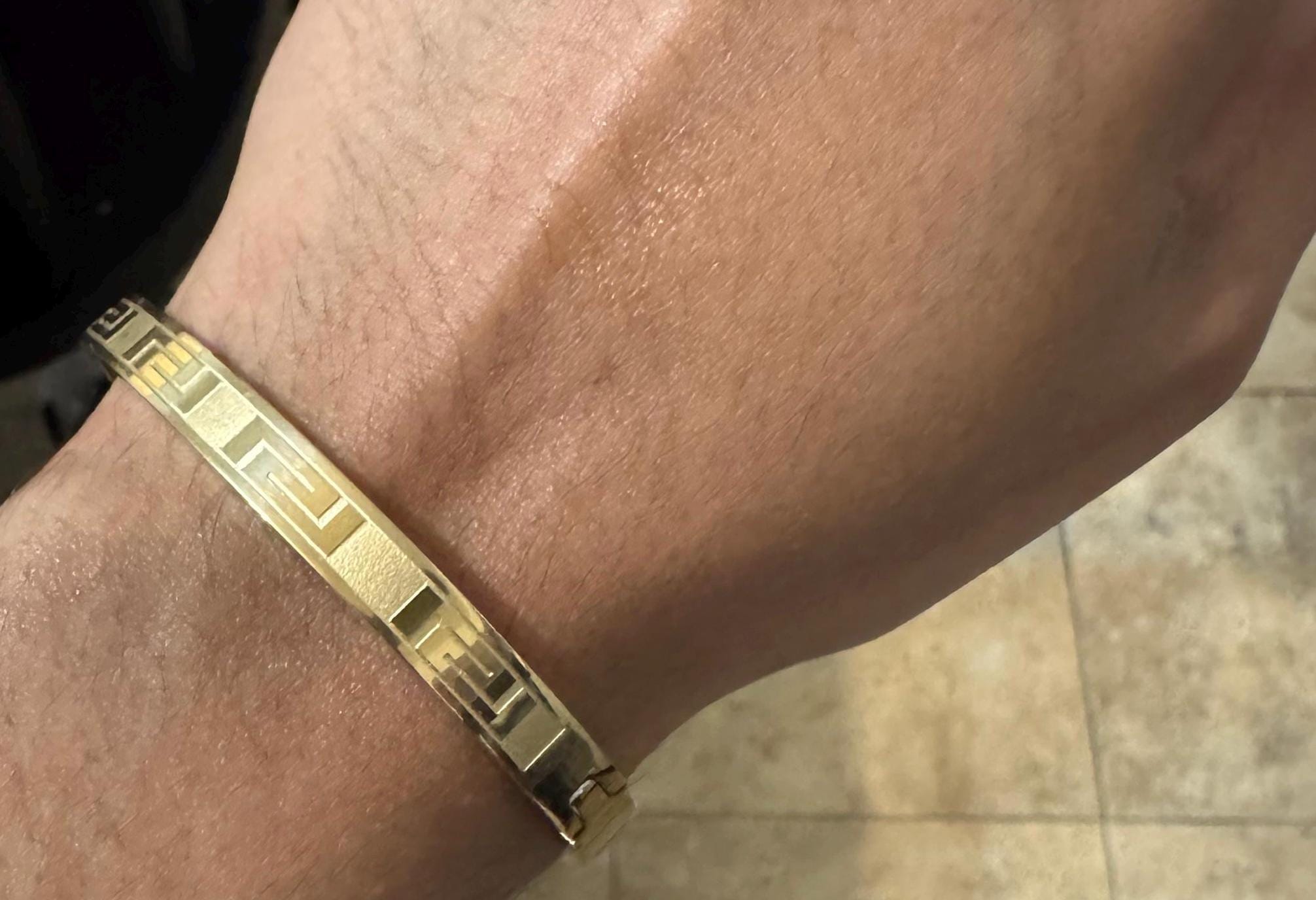 Gold-Plated Greek Key Bangle Bracelet