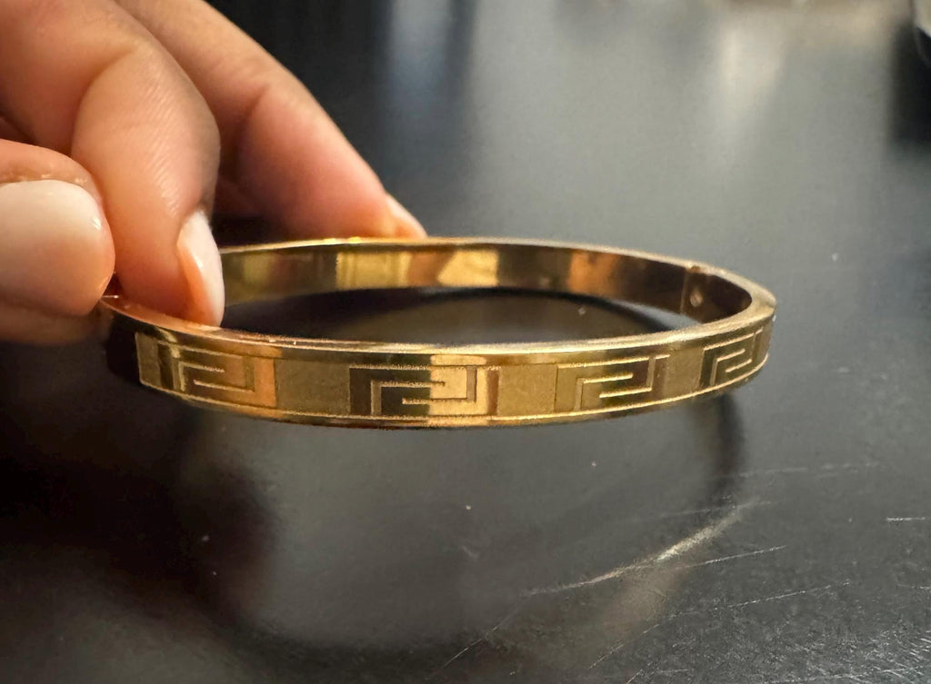 Gold-Plated Greek Key Bangle Bracelet
