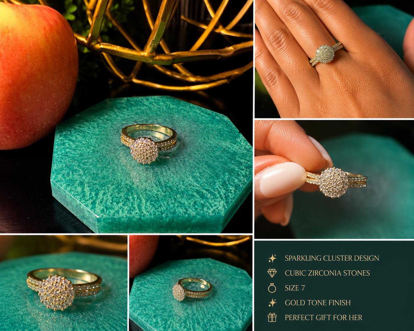 Gold Cluster Statement Ring