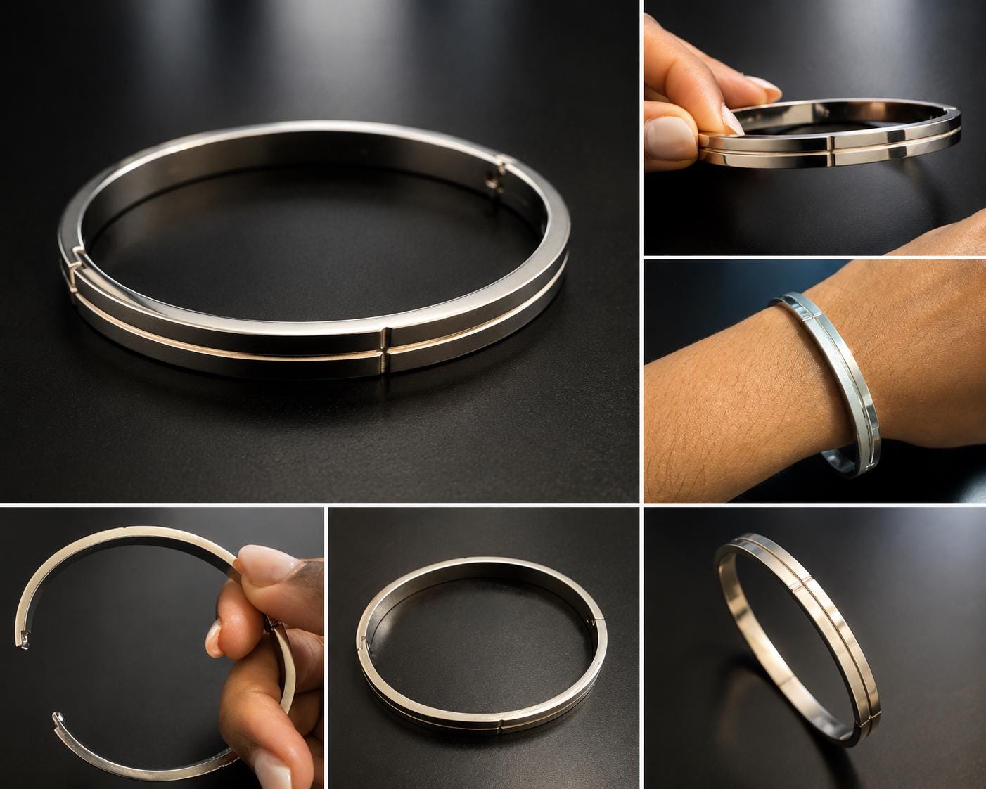 Silver Stainless Steel Minimalist Bangle Bracelet