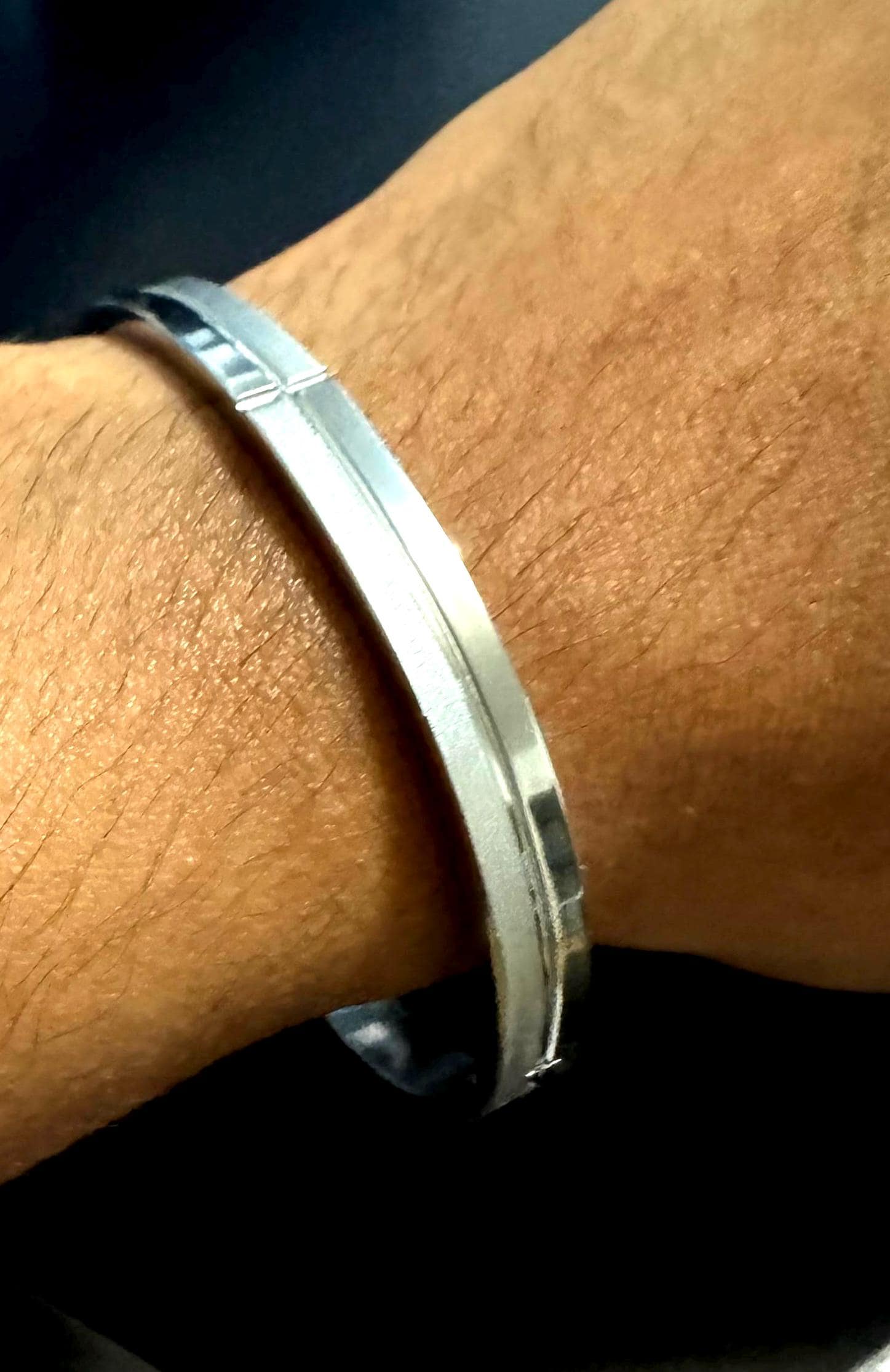 Silver Stainless Steel Minimalist Bangle Bracelet