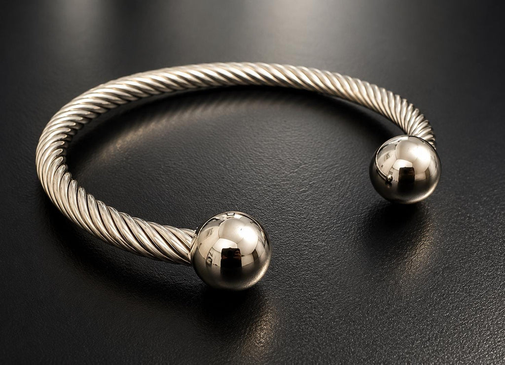 Silver Twisted Cuff Bracelet | Stainless Steel Rope Bangle
