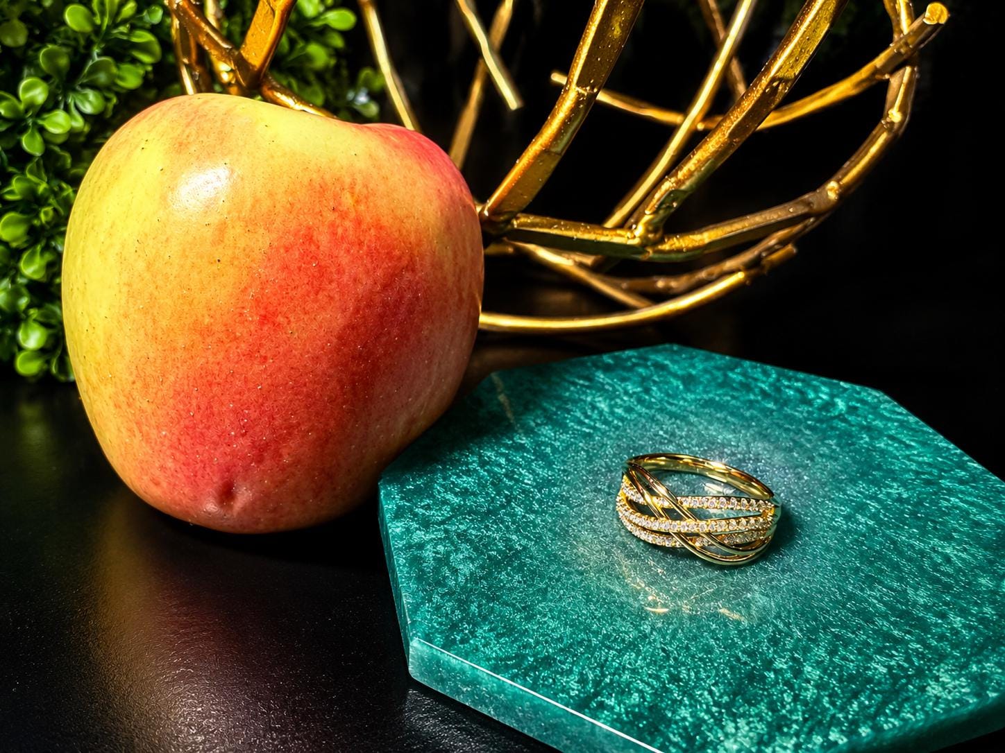 Gold Crisscross CZ Ring – Size 9