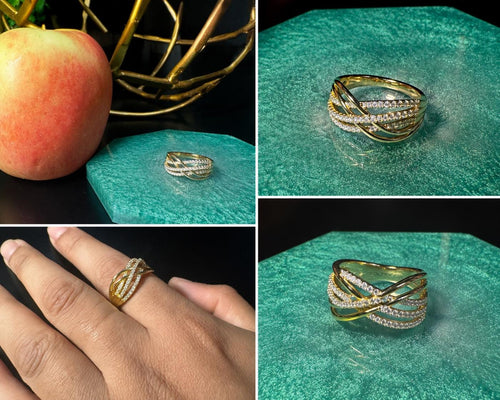 Gold Crisscross CZ Ring – Size 9