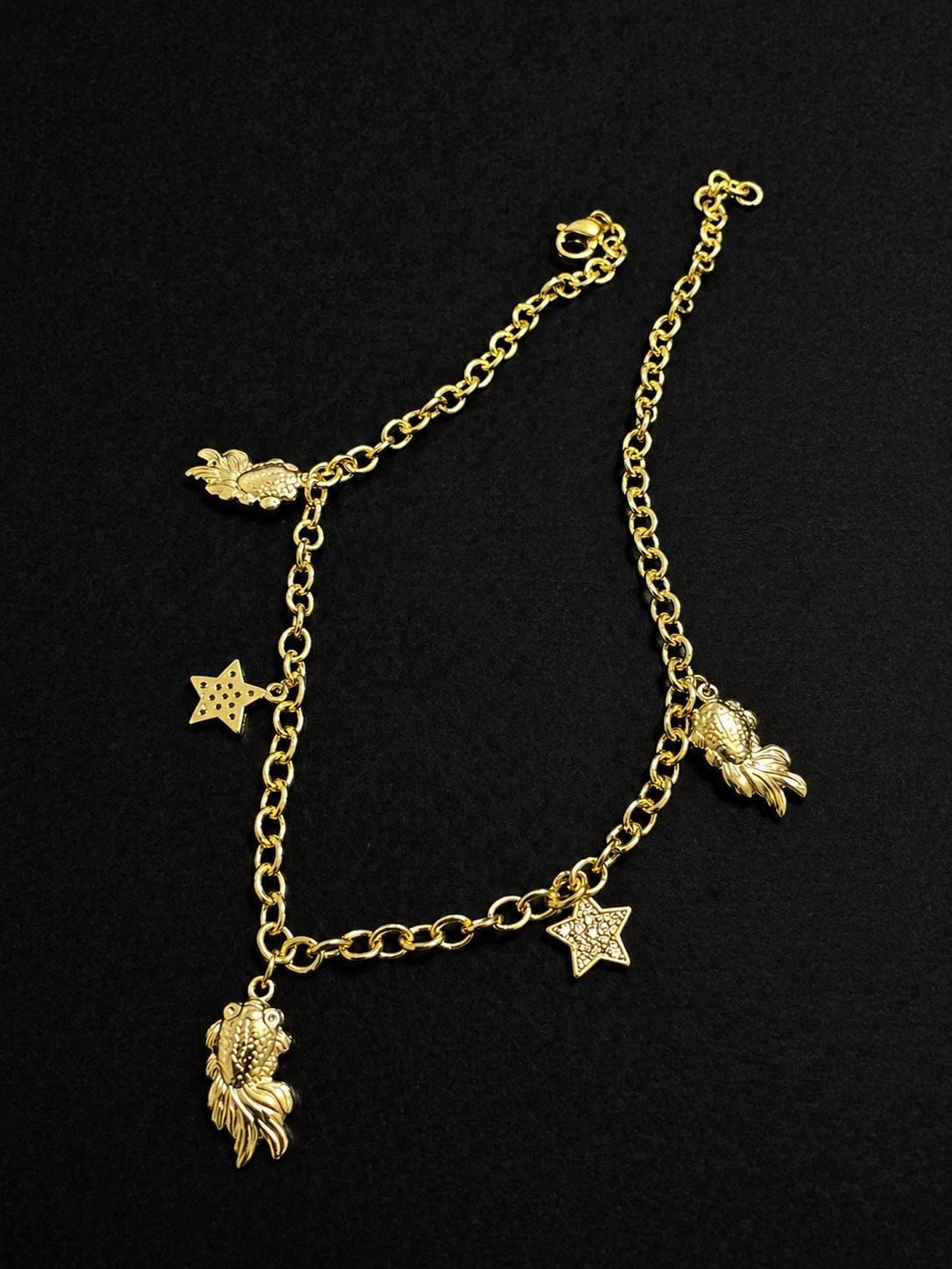 Gold-Plated Star Fish Charm Anklet