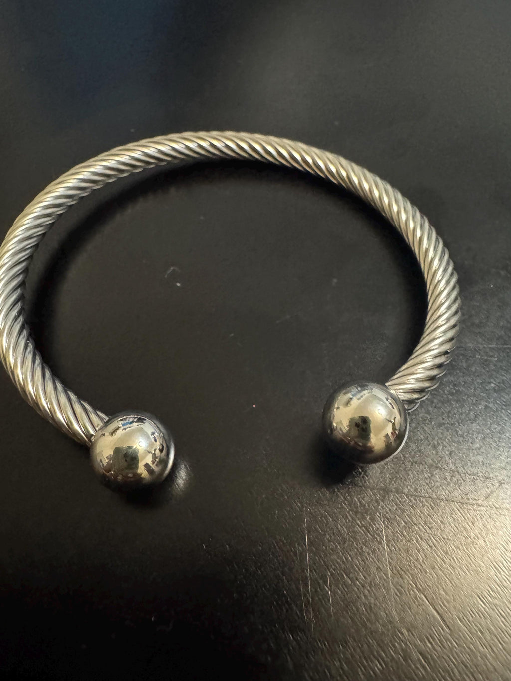 Silver Twisted Cuff Bracelet | Stainless Steel Rope Bangle