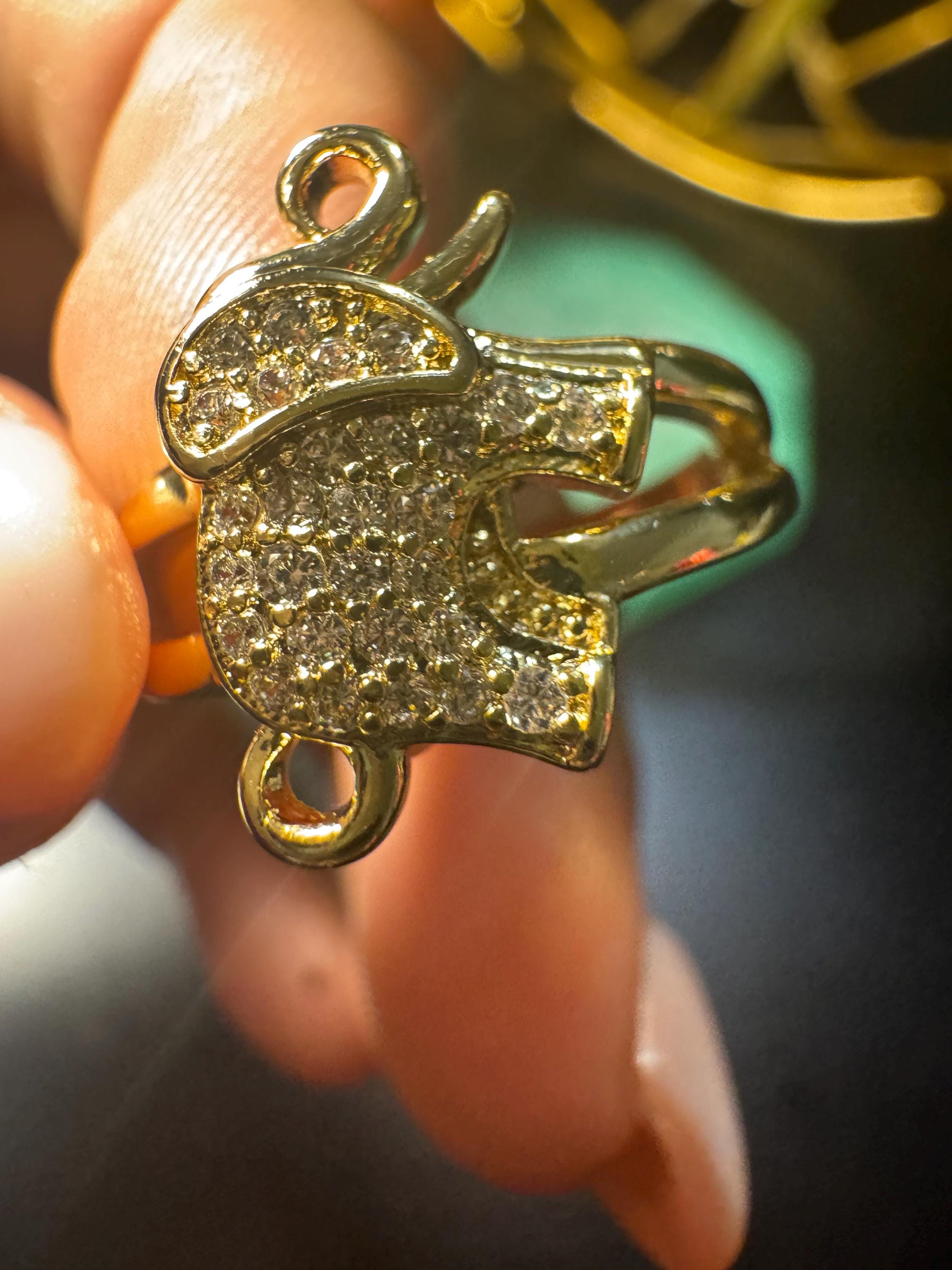 Gold Plated Crystal Elephant Ring