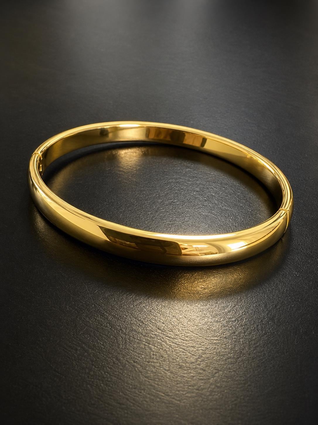 Gold Plated Stainless Steel Minimalist Bangle Bracelet