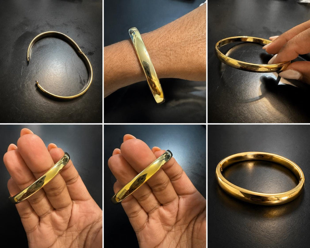 Gold Plated Stainless Steel Minimalist Bangle Bracelet