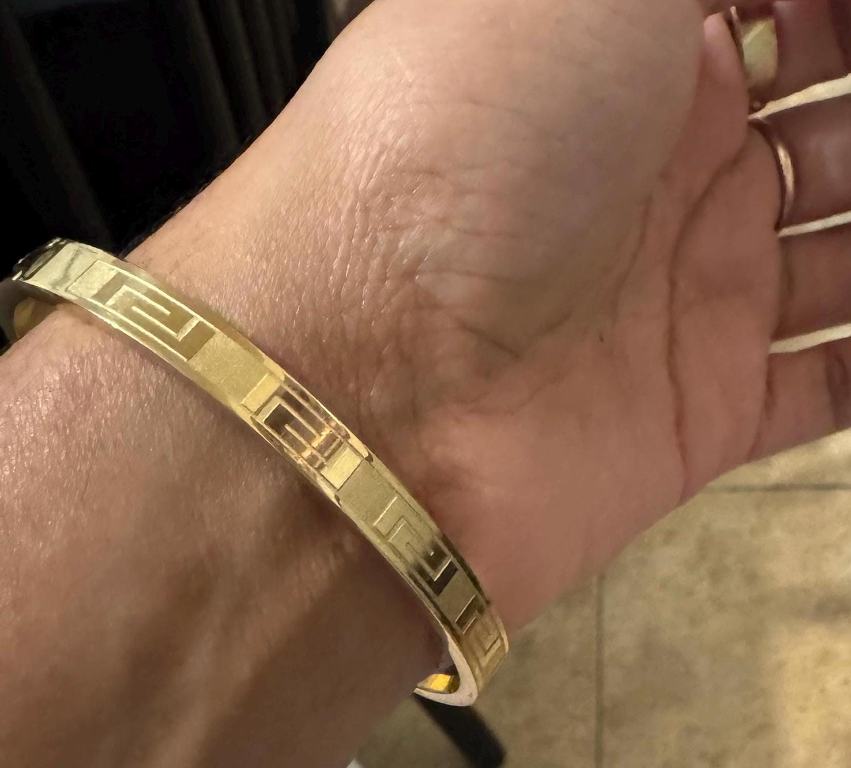 Gold-Plated Greek Key Bangle Bracelet